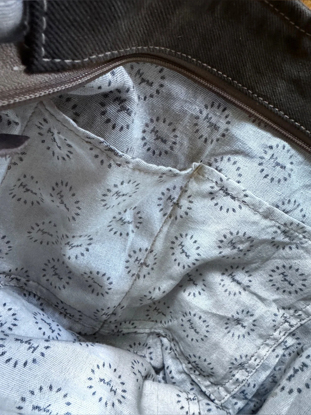 Myra Bag Canvas Tote Bag with Bicycle Print and leather detailing